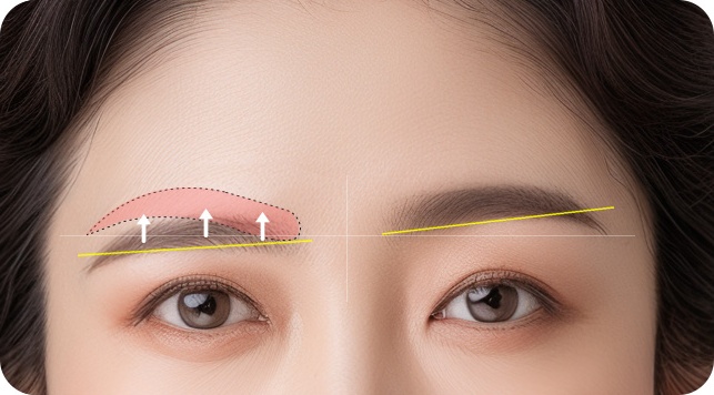 한 쪽 눈썹만 올리고 싶은 경우 — 반썹거상술