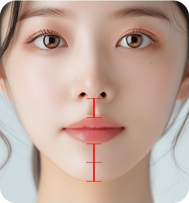 1:2 비율의 정상적인 인중
